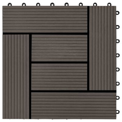 vidaXL 11 бр декинг плочки, WPC, 30x30 см, 1 кв.м., тъмнокафяви