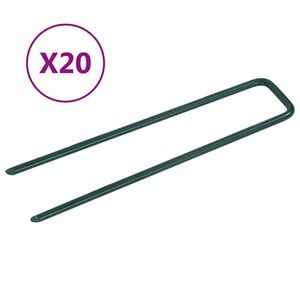 vidaXL Пирони за изкуствена трева, 20 бр, П-образни, желязо