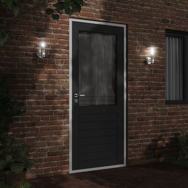 vidaXL Външни стенни лампи със сензори, 2 бр, сребрист, инокс