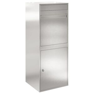 vidaXL Пощенска кутия за пратки с врата Сребристо 41 x 38 x 103 см