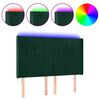 vidaXL LED горна табла за легло, тъмнозелена, 147x16x118/128см, кадифе