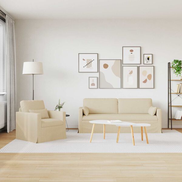 vidaXL Диван 2 pcs Крем 198 x 78 x 80 см текстил