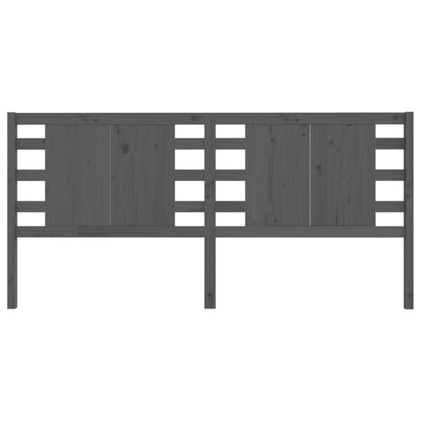 vidaXL Табла за спалня, сива, 146x4x100 см, бор масив