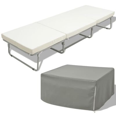 vidaXL Сгъваемо легло с матрак, бяло, стомана 70x200 см