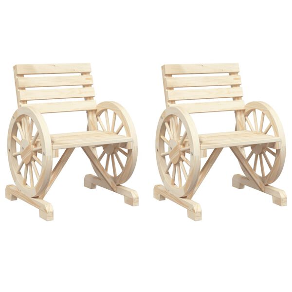 vidaXL Градински столове, 2 бр, 58x58x78,5 см, масивно чамово дърво