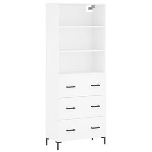 vidaXL Висок шкаф, бял, 69,5x34x180 см, инженерно дърво
