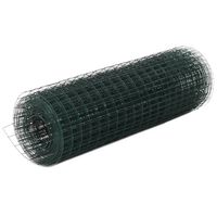 vidaXL Кокошкарска мрежа, стомана с PVC покритие, 10x0,5 м, зелена