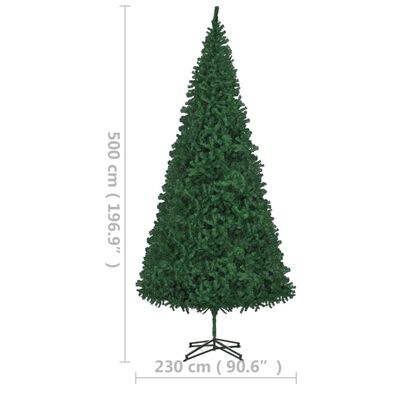 vidaXL Изкуствена предварително осветена коледна елха, 500 см, зелена
