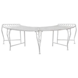 vidaXL Дървесен бенч 4 -местен 160 x 80 x 44 cm steel Антично бяло