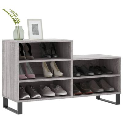 vidaXL Шкаф за обувки, сив сонома, 102x36x60 см, инженерно дърво
