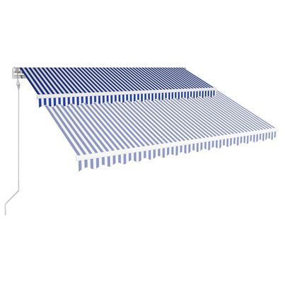 vidaXL Автоматично прибиращ се сенник, 400x300 см, синьо и бяло