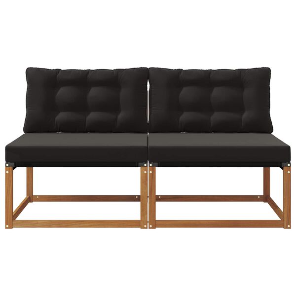 vidaXL 2 Брой Среден диван за открито Солидно акациево дърво Естествен