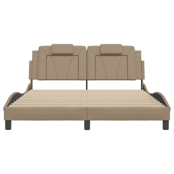 vidaXL Рамка за легло Viana без матрак, капучино, 160x200 см, изкуствена кожа
