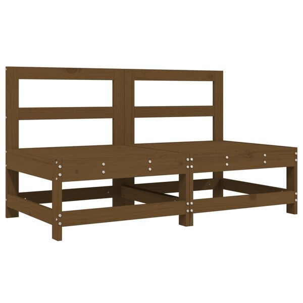 vidaXL Градински лаундж комплект, 6 части, меденокафяв, бор масив