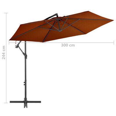 vidaXL Конзолен чадър с алуминиев прът, теракота, 300 см