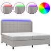 vidaXL Боксспринг легло с матрак и LED, светлосиво, 200x200 см, плат