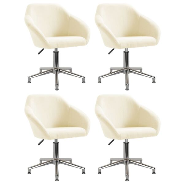 vidaXL Въртящи се трапезни столове, 4 бр, кремави, текстил