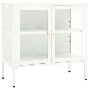 vidaXL Бюфет, бял, 70x35x70 см, стомана и стъкло