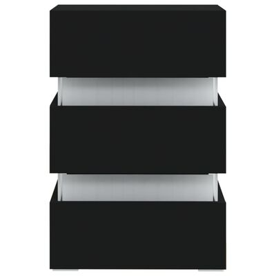vidaXL Нощно шкафче с LED, черно, 45x35x67 см, инженерно дърво