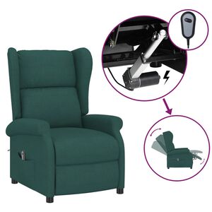 vidaXL Wingback електрически реклайнер стол, тъмнозелена, текстил
