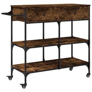 vidaXL Кухненска количка, опушен дъб, 105x42x95 см, инженерно дърво