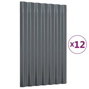 vidaXL Панели покрив 12 бр поцинкована стомана антрацит 60x36 см