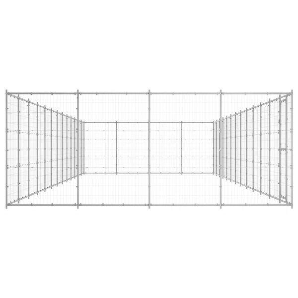 vidaXL Външна клетка за куче, поцинкована стомана, 53,24 м&sup2;