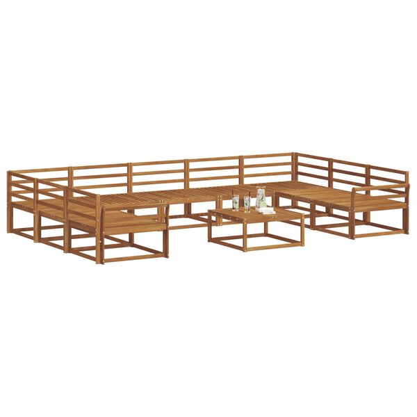 vidaXL Комплект дивани за открито 10 pcs Естествен