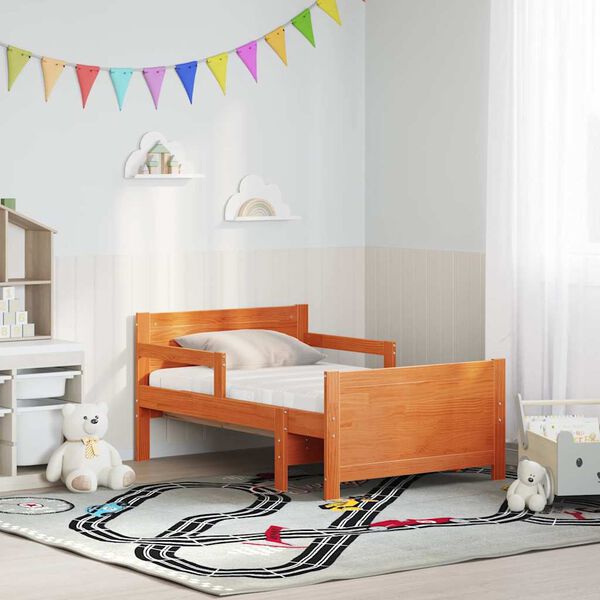 vidaXL Рамка за легло с матрак Кафяво 80 x 200 cm Солидно борово дърво