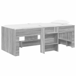 vidaXL Легло за деца с висока рамка Сив Сонома 80 x 200 cm