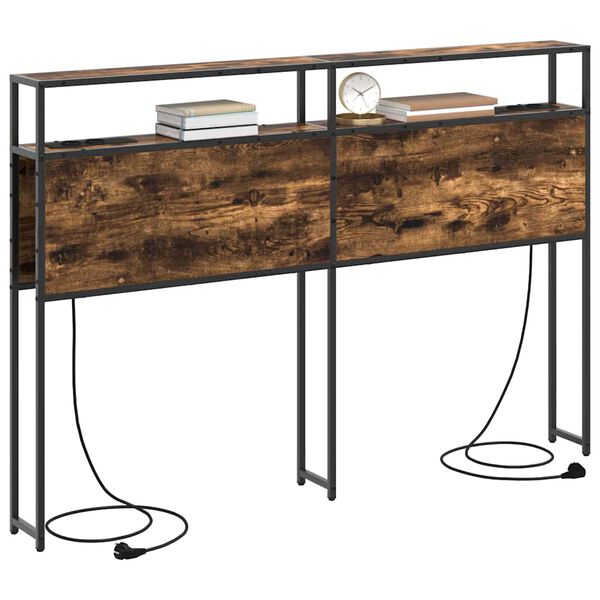 vidaXL Табла за съхранение с рафт Опушен дъб 150 cm Инженерно дърво