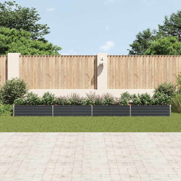 vidaXL Градинска висока леха поцинкована стомана 600x80x45 см антрацит