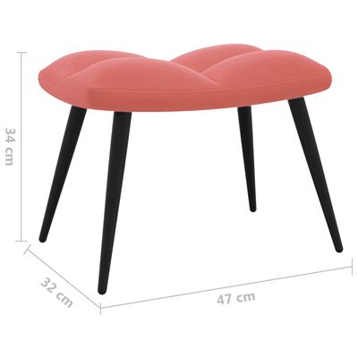 vidaXL Релаксиращ стол с табуретка, розов, кадифе