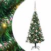 vidaXL Изкуствена коледна елха с подсветка Зелен 120 cm PVC и метал