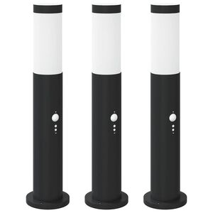 vidaXL Осветителни колчета със сензор, 3 бр., 50 см, неръждаема стомана, IP44