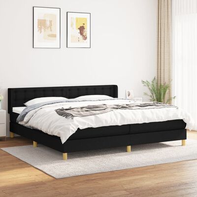 vidaXL Боксспринг легло с матрак, черно, 200x200 см, плат