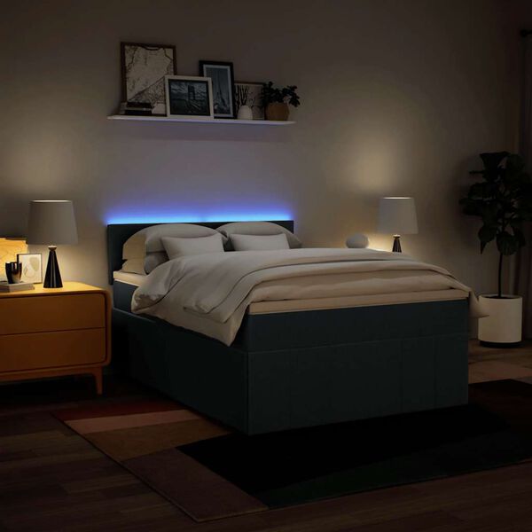 vidaXL Боксспринг легло с матрак, синьо, 140x190 см, плат