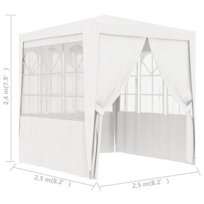 vidaXL Професионална парти шатра със стени 2,5x2,5 м бяла 90 г/м²