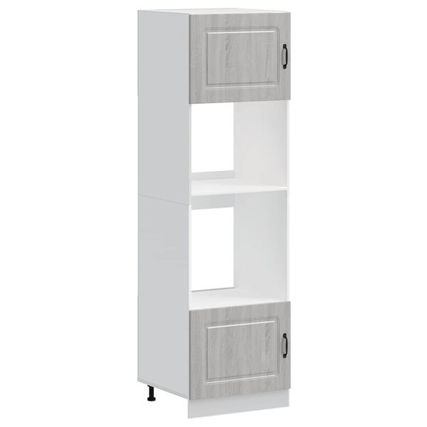 vidaXL Шкафове за фурна, 2 бр. "Kalmar", сиви, инженерна дървесина сонома