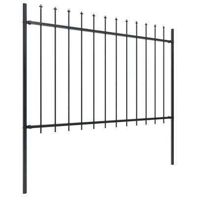vidaXL Градинска ограда с пики, стомана, 6,8x1,2 м, черна