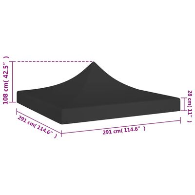vidaXL Покривало за парти шатра, 3х3 м, черно, 270 г/м²