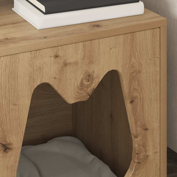 vidaXL Къща за котки Дъб Артизан 42,5 x 40 x 53,5 см Инженерно дърво