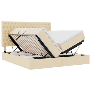 vidaXL Легло с място за съхранение Кремав 180 x 200 cm Текстил
