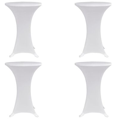 vidaXL Покривки за коктейлни маси, Ø60 см, бели, еластични, 4 бр