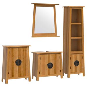 vidaXL Комплект мебели за баня, 4 части, масивна борова дървесина