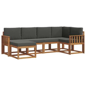 vidaXL Комплект дивани за открито 6 pcs Натурален и Антрацит