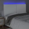 vidaXL LED горна табла за легло, бяла, 200x5x118/128см изкуствена кожа