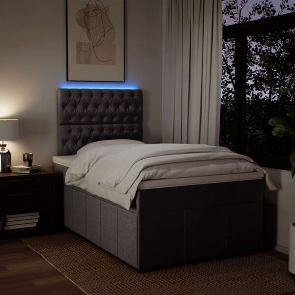 vidaXL Боксспринг легло с матрак, тъмносиво, 120x190 см, плат