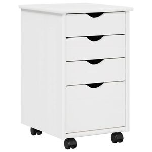vidaXL Плъзгащ кабинет с колело Бял 34 x 39 x 56 см Масивна боровина