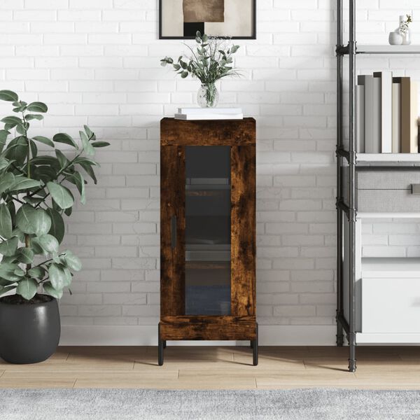 vidaXL Сайдборд, опушен дъб, 34,5x34x90 см, инженерно дърво